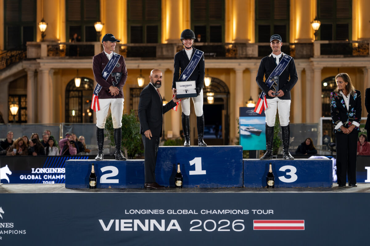 Sophie Hinners fait retentir l’hymne allemand au pied du château de Schönbrunn. 1 LGCT VIENNA SUN 5 CSI5 GP press 0028